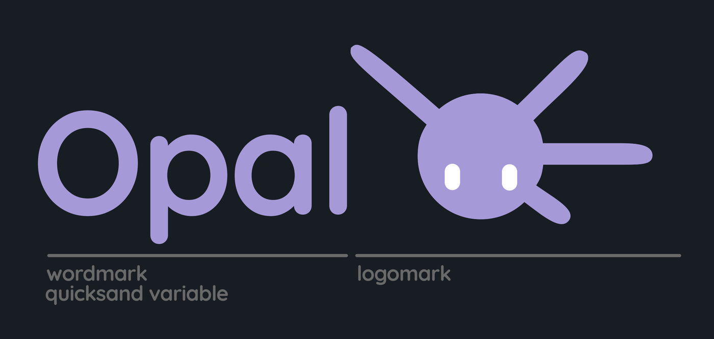 The Opal wordmark set in Quicksand Variable, paired with the Pal logomark, forming the default lockup